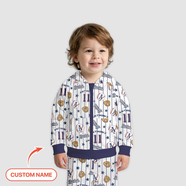 Custom Name Baseball Time Zip Hoodie