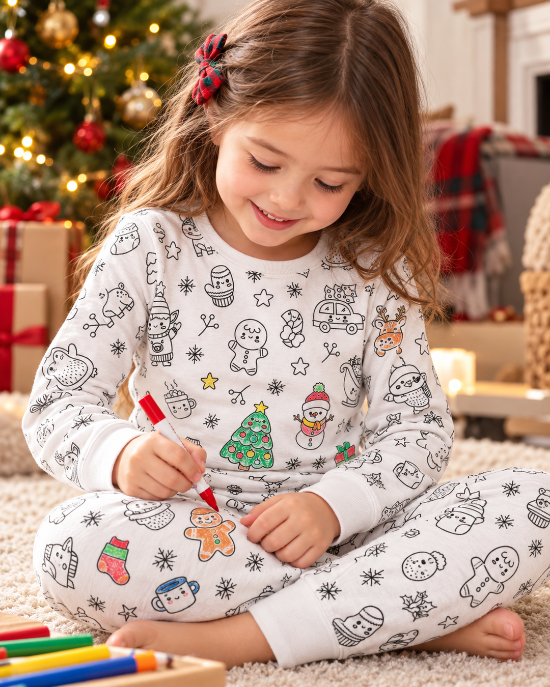 Christmas Colorable Bamboo Two Piece Pajama Set