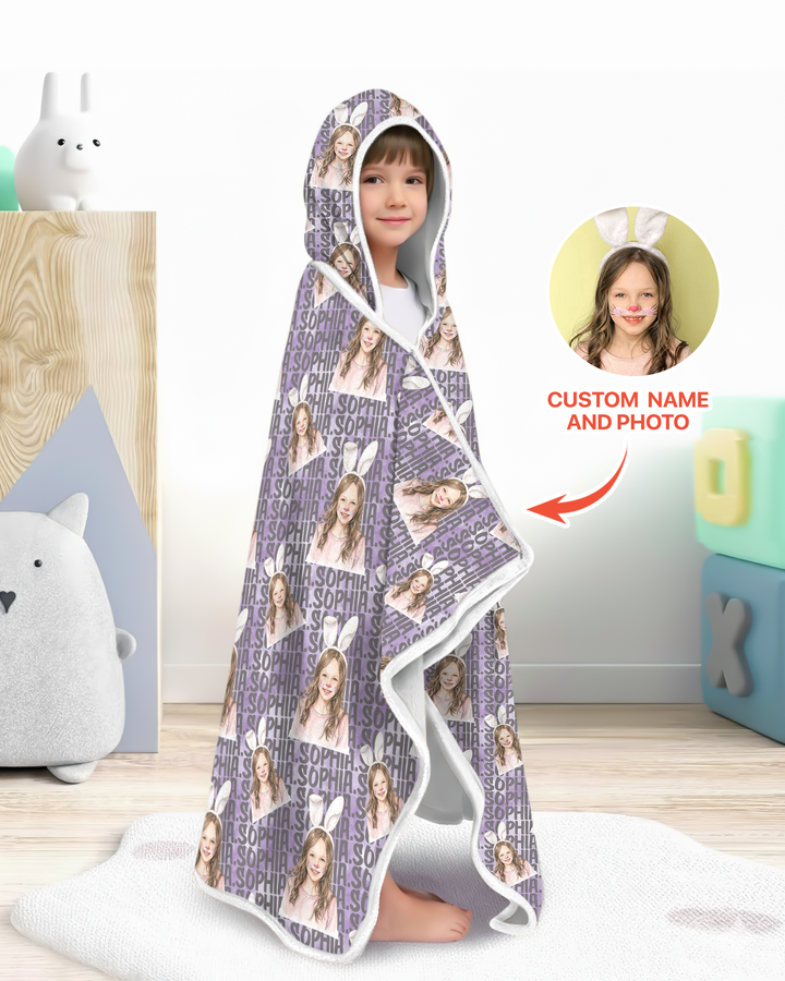 Colorful Kids Name Bamboo Blanket Hoodie