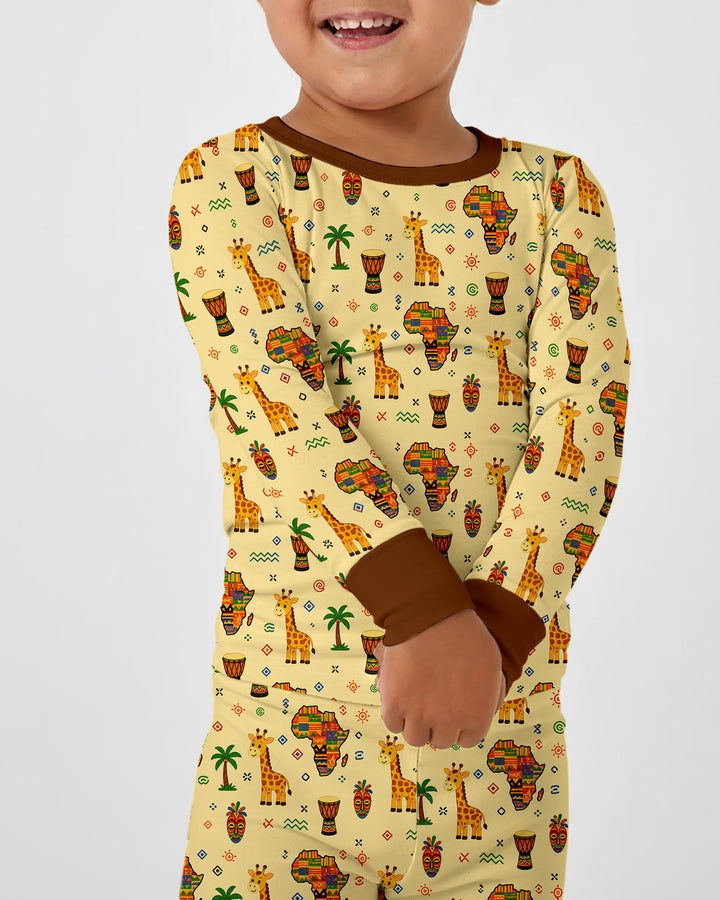 African Culture Bamboo Two Piece Long Sleeve Pajama Set