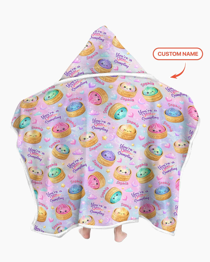 Custom Name You're A Glitter Dumpling Bamboo Wearable Hooded Blanket