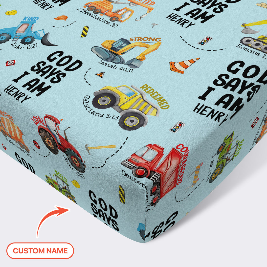 God Says I Am Boy Fitted Crib Sheet