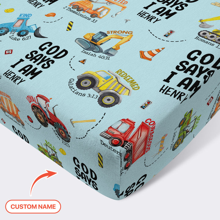 God Says I Am Boy Fitted Crib Sheet