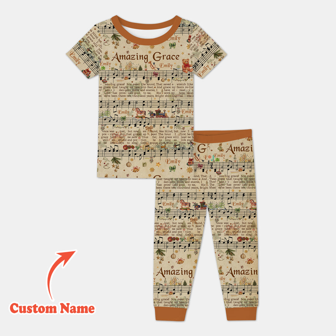 Amazing Grace Custom Name Two Piece Short Sleeve Pajama Set