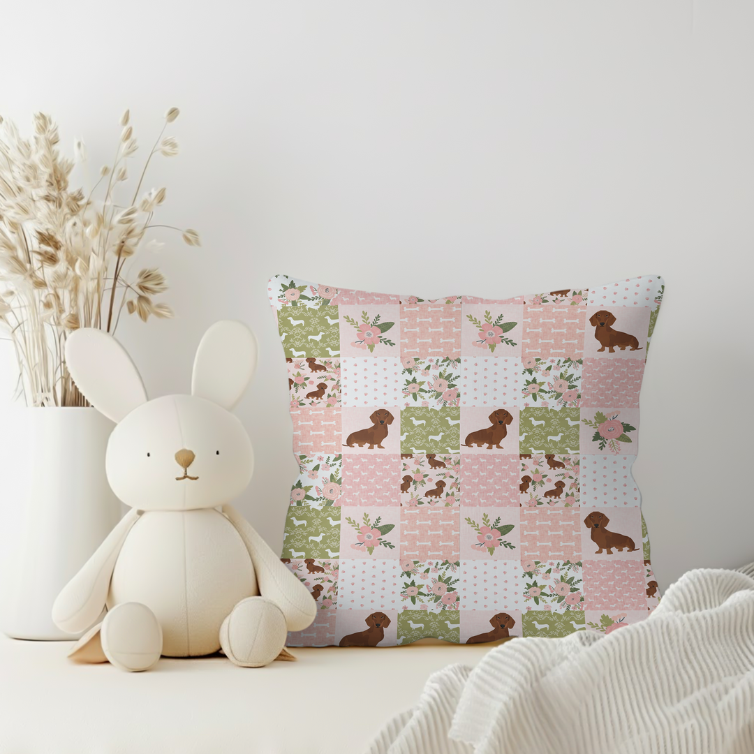 Floral Dachshund Grace Pillow Case