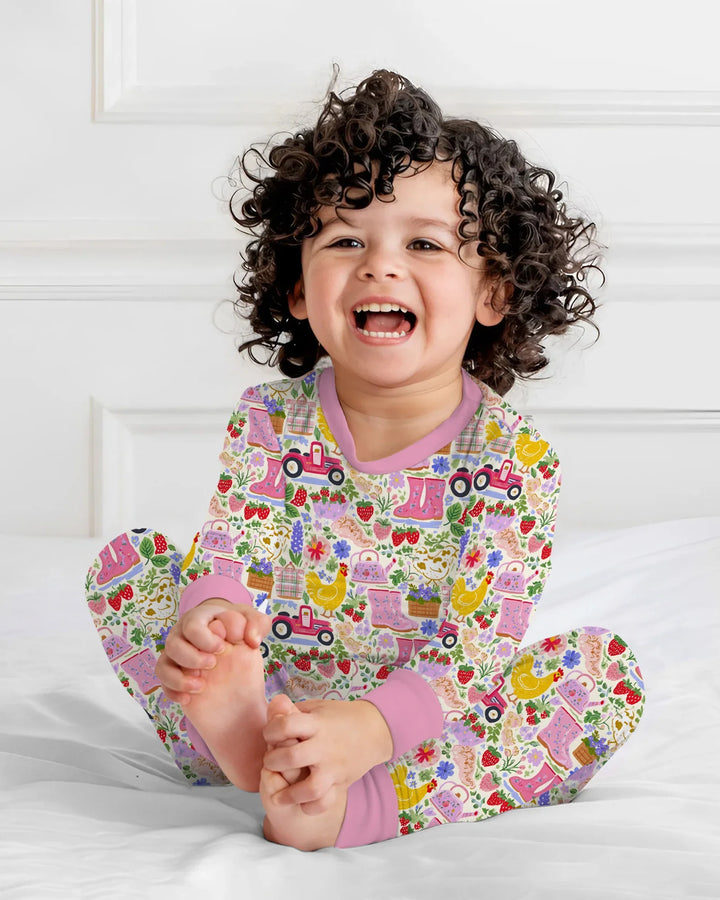 Farm Life Mommy & Me Matching Bamboo Two Piece Long Sleeve Pajama Set