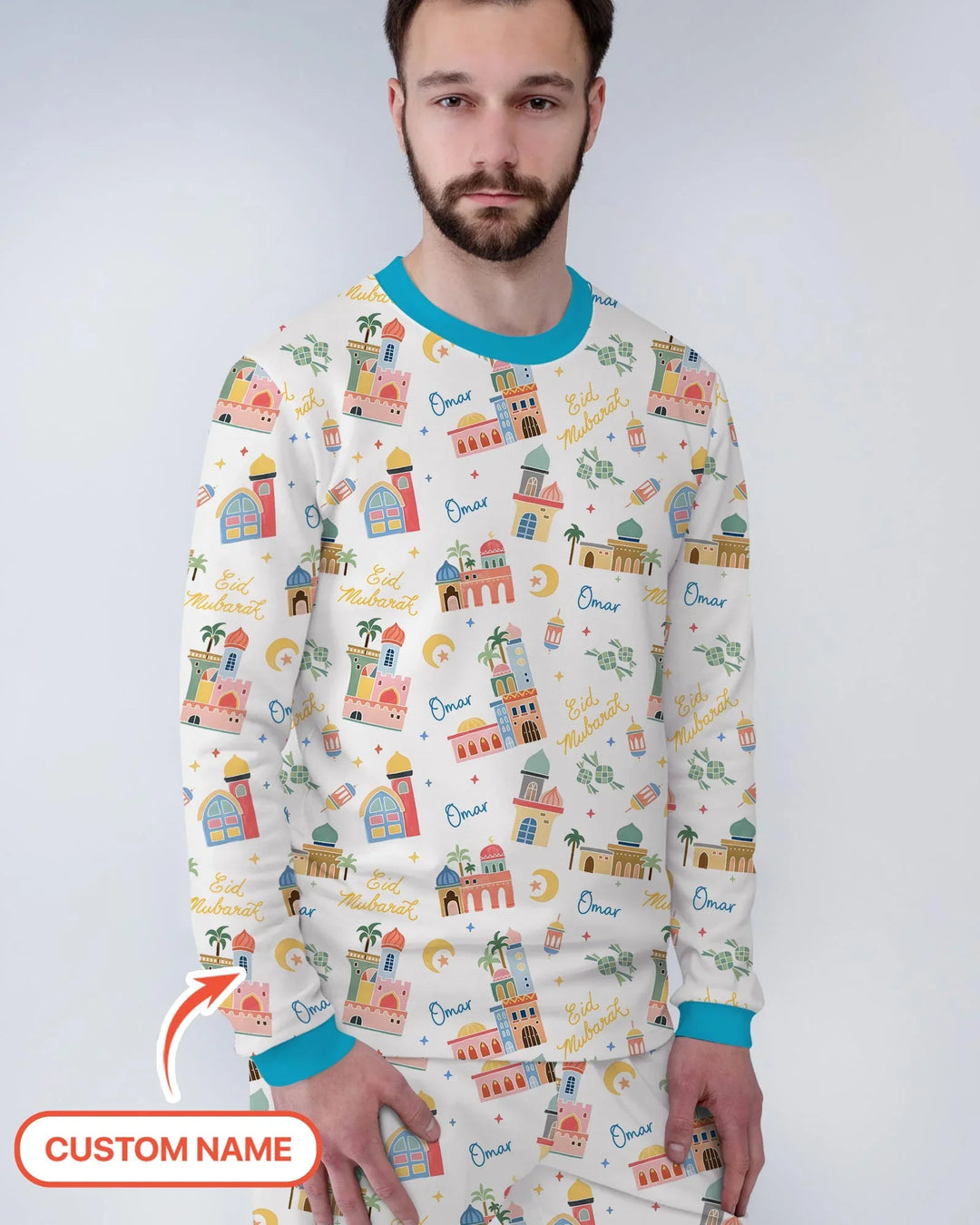 Eid Mubarak Custom Name Men's Pajama Set