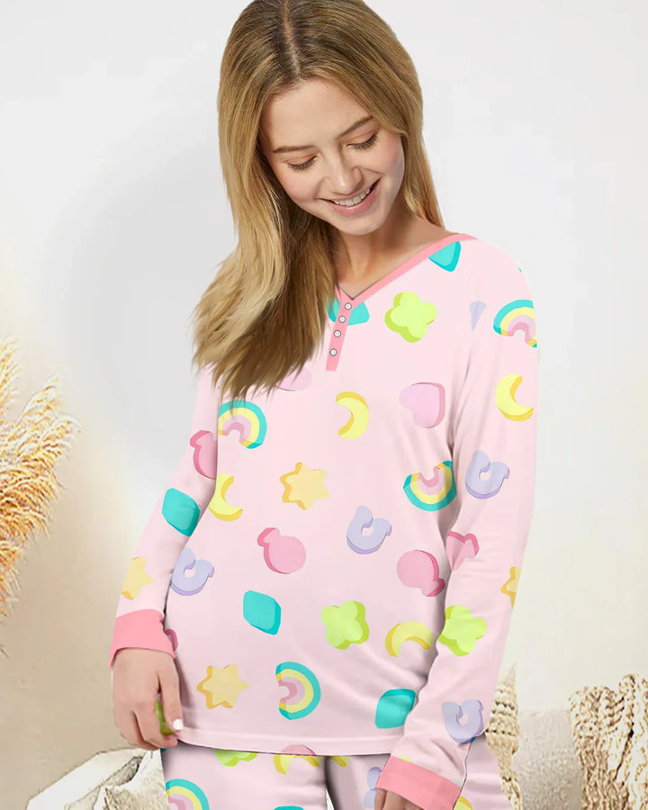 Pastel Lucky Charms Scatter Women Pajama Set
