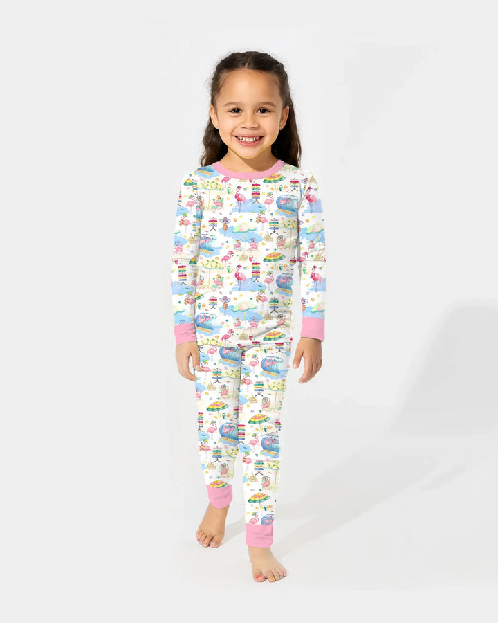 Zweiteiliges Langarm-Pyjama-Set mit Sommerfrüchten