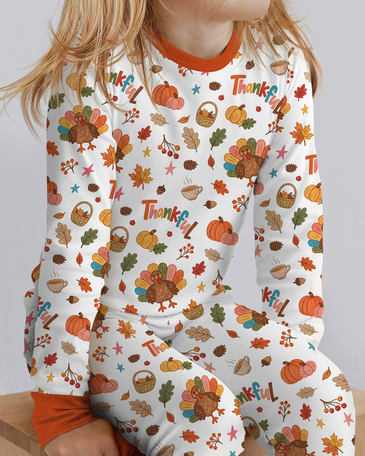 Thankful Turkey Bamboo Two Piece Long Sleeve Pajama Set