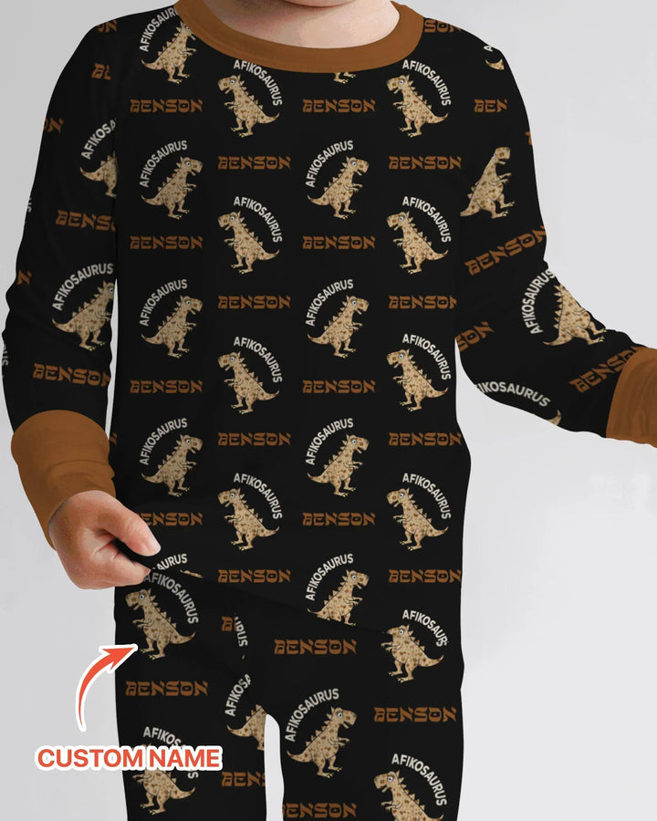 Custom Name Afikosaurus Two Piece Long Sleeve Pajama Set