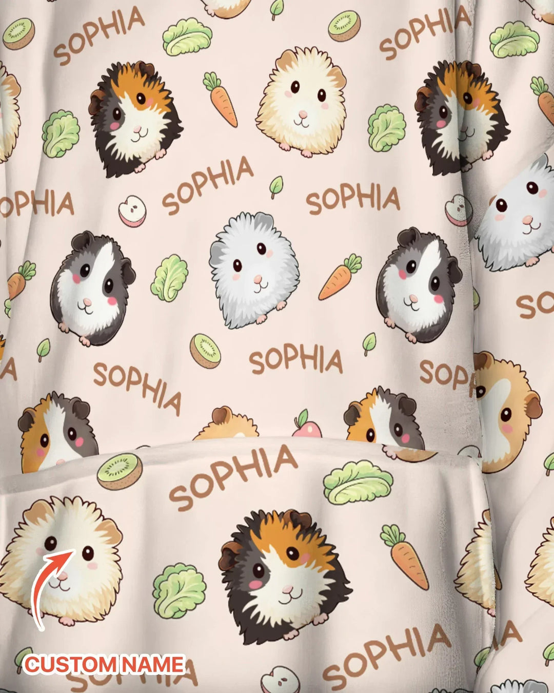 Custom Name Cute Guinea Pigs Blanket Hoodie
