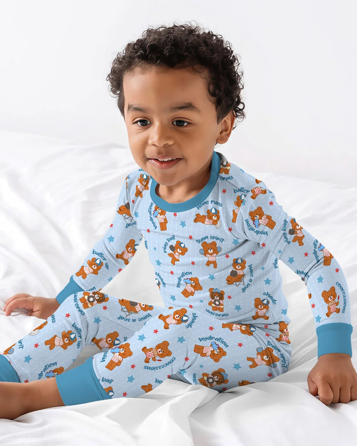 Born To Play Baseball Bamboo Two Piece Long Sleeve Pajama Set