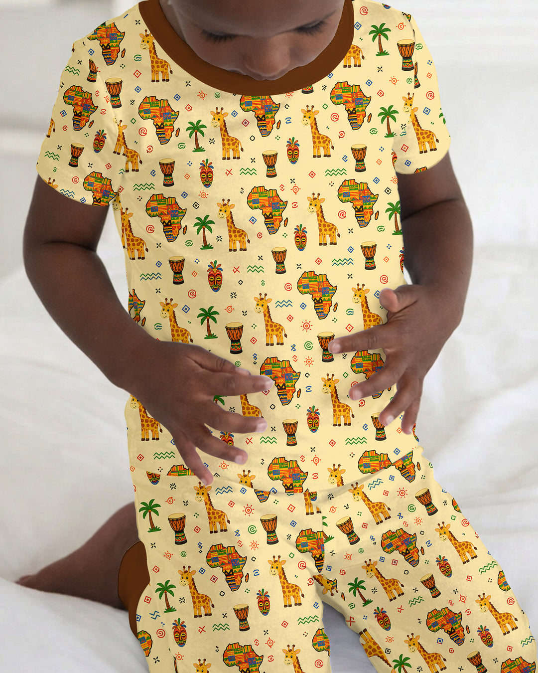 African Culture Bamboo Two Piece Short Sleeve Pajama Set
