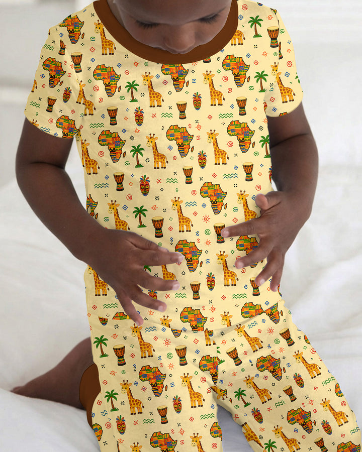 African Culture Bamboo Two Piece Short Sleeve Pajama Set