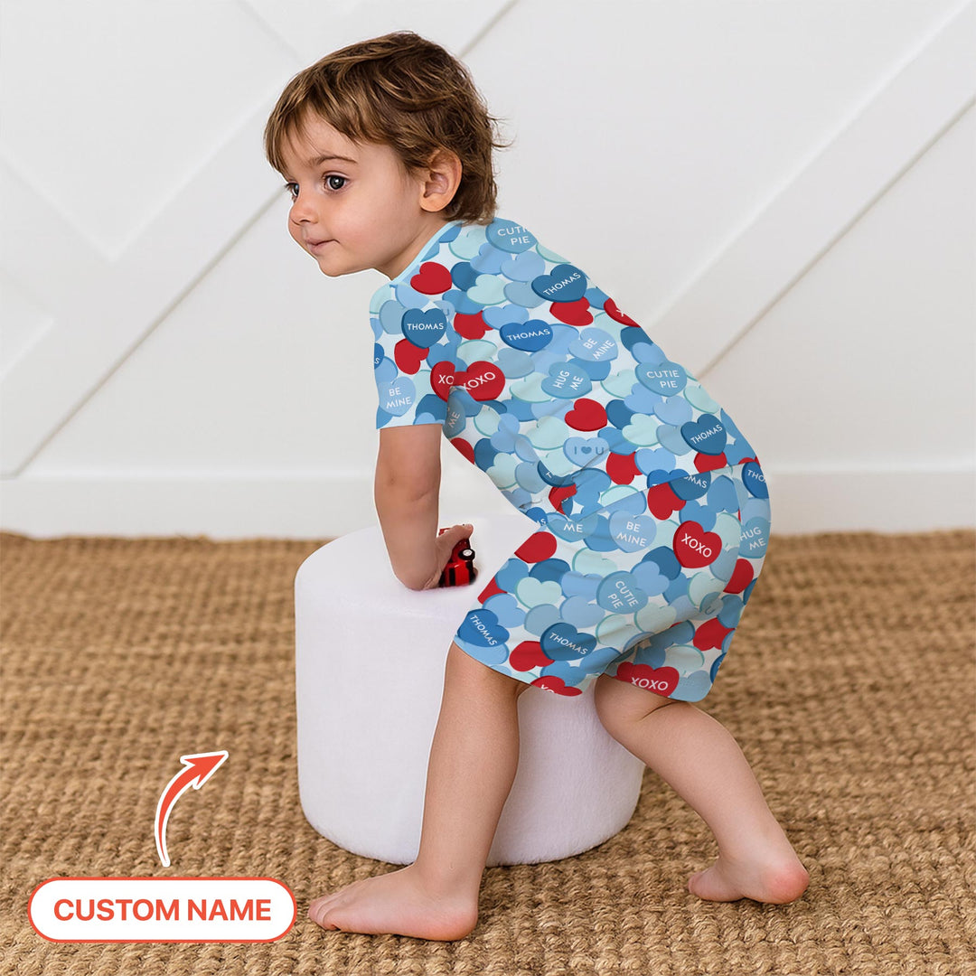 Valentine Candy Crush Family Matching Two Piece Short Sleeve Shorts Pajama Set
