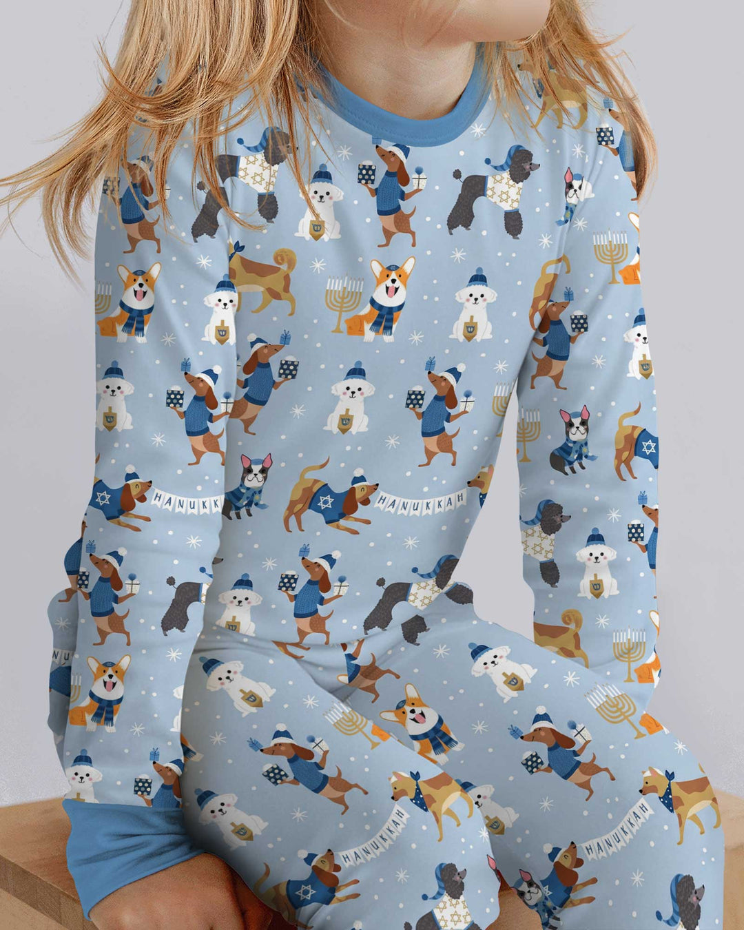 Hanukkah Dogs Bamboo Two Piece Long Sleeve Pajama Set