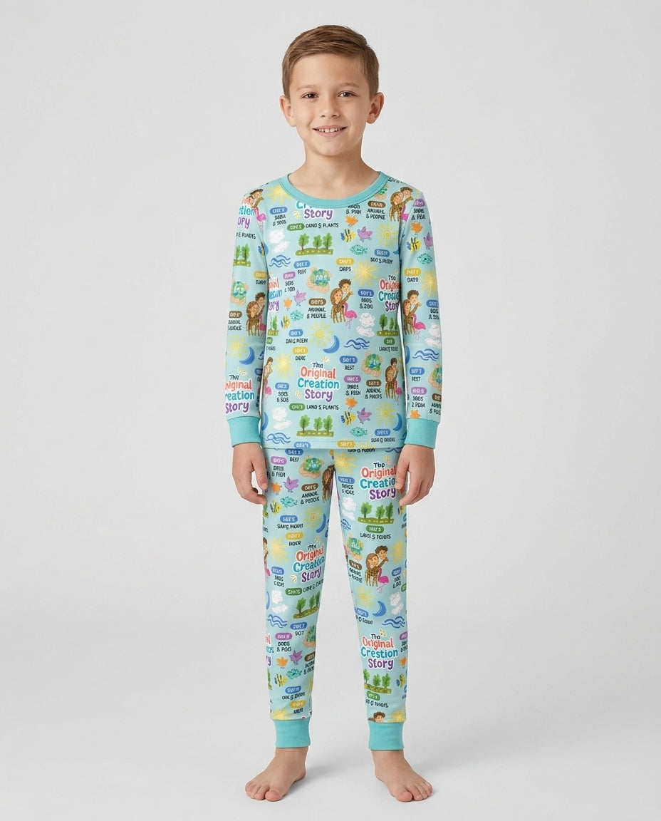 The Seven Days Of Creation Story Bamboo Two Piece Long Sleeve Pajama Set