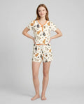 Retro Trick Or Treat Bamboo Women Short Sleeve Short Pajama Set