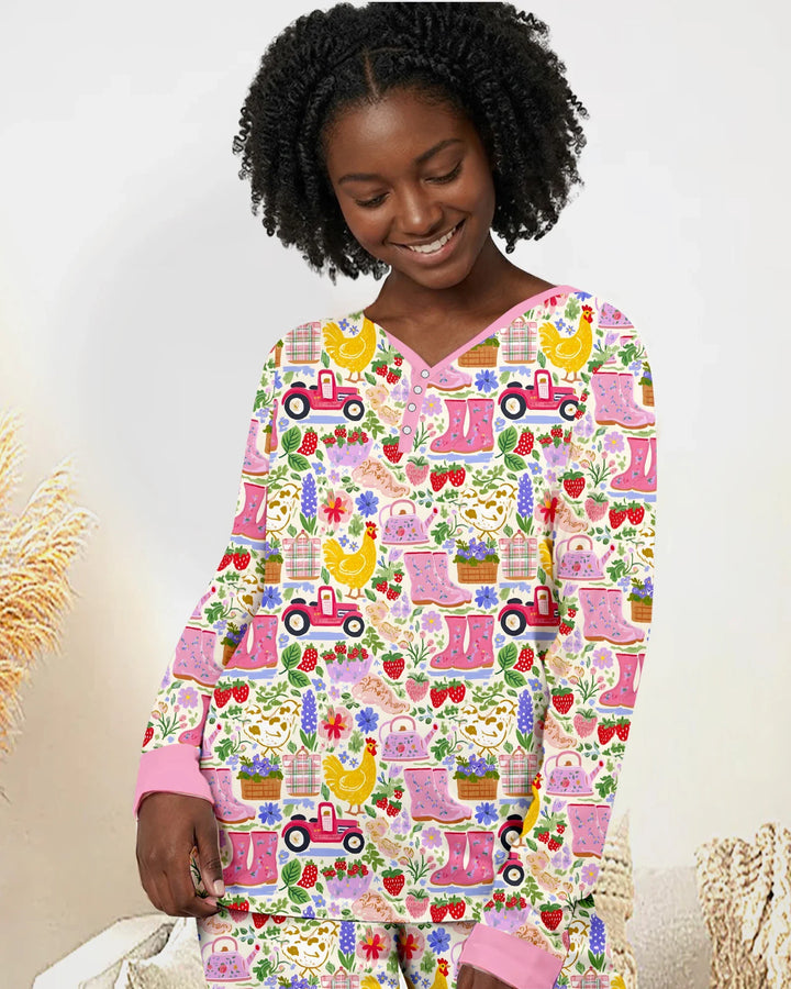 Farm Life Mommy & Me Matching Custom Bamboo Women Pajama Set