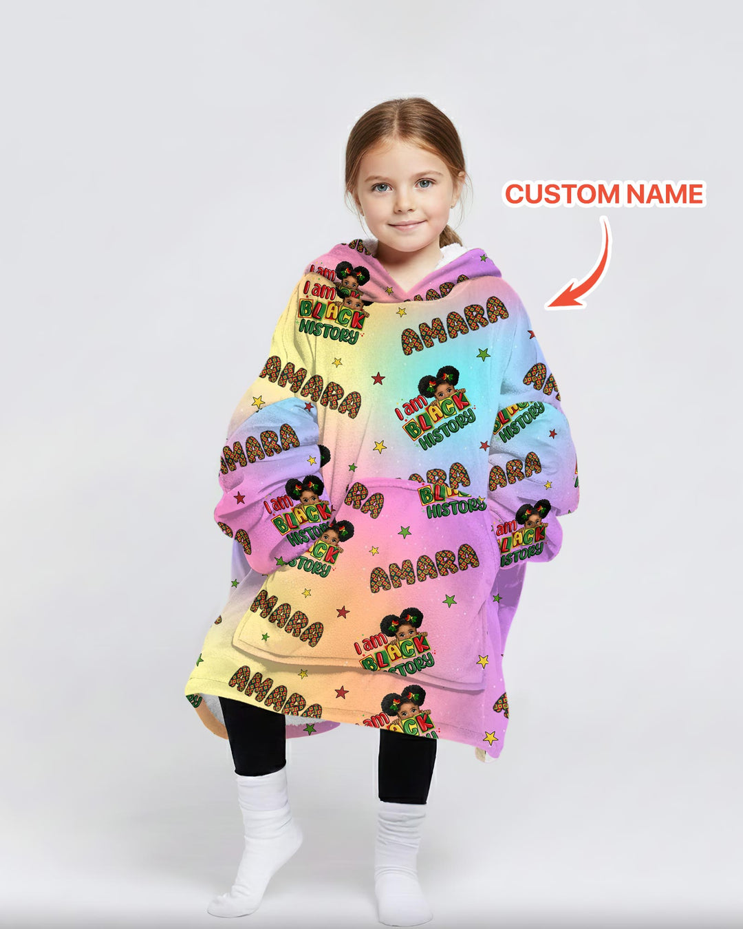 Custom Name I Am Black History Custom Blanket Hoodie