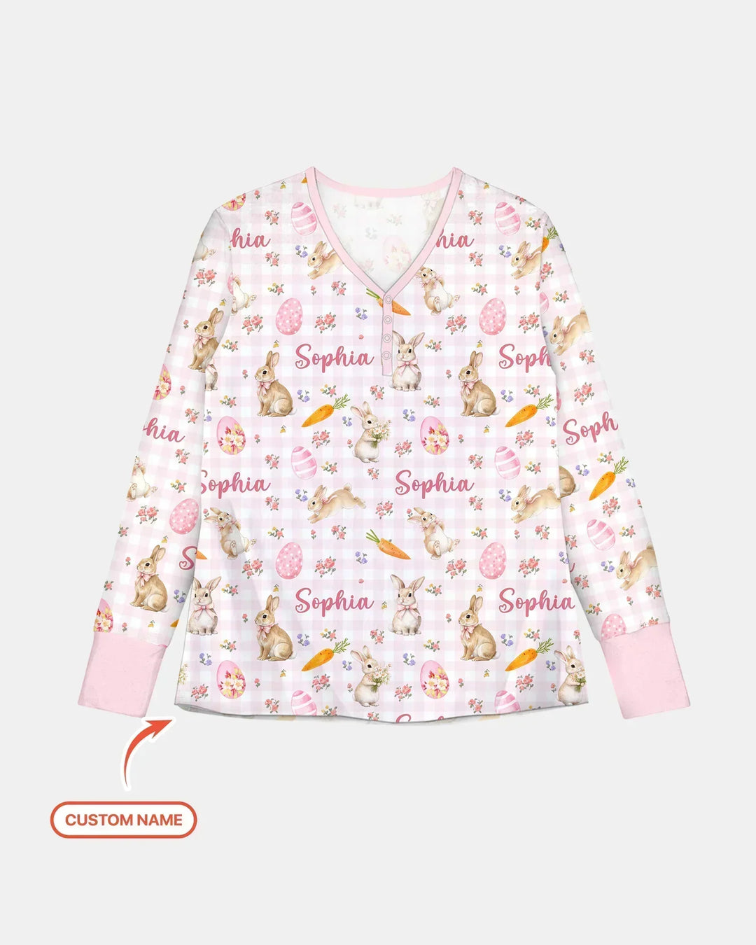 Custom Name Bunny Garden Women Pajama Set