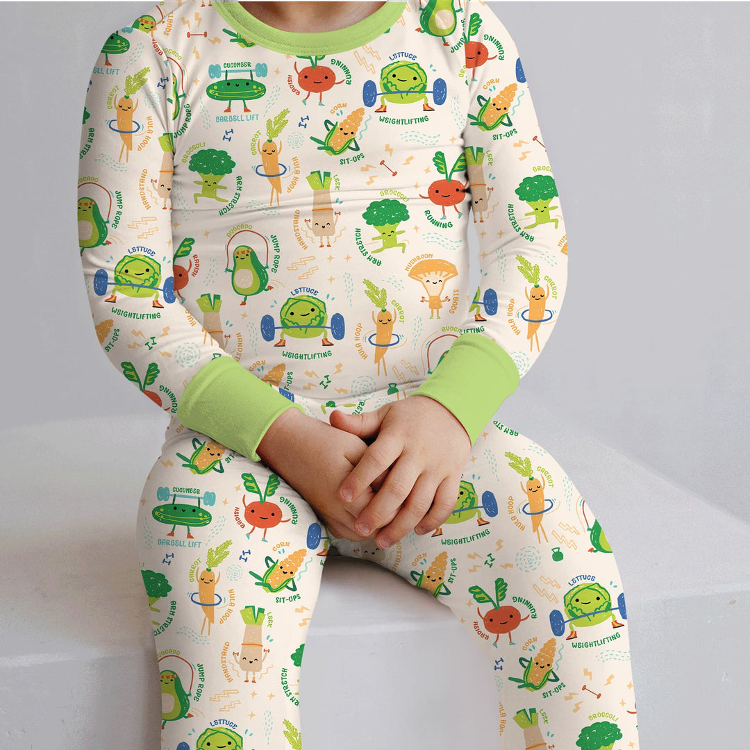 Exercise Veggie Two Piece Long Sleeve Pajama Set