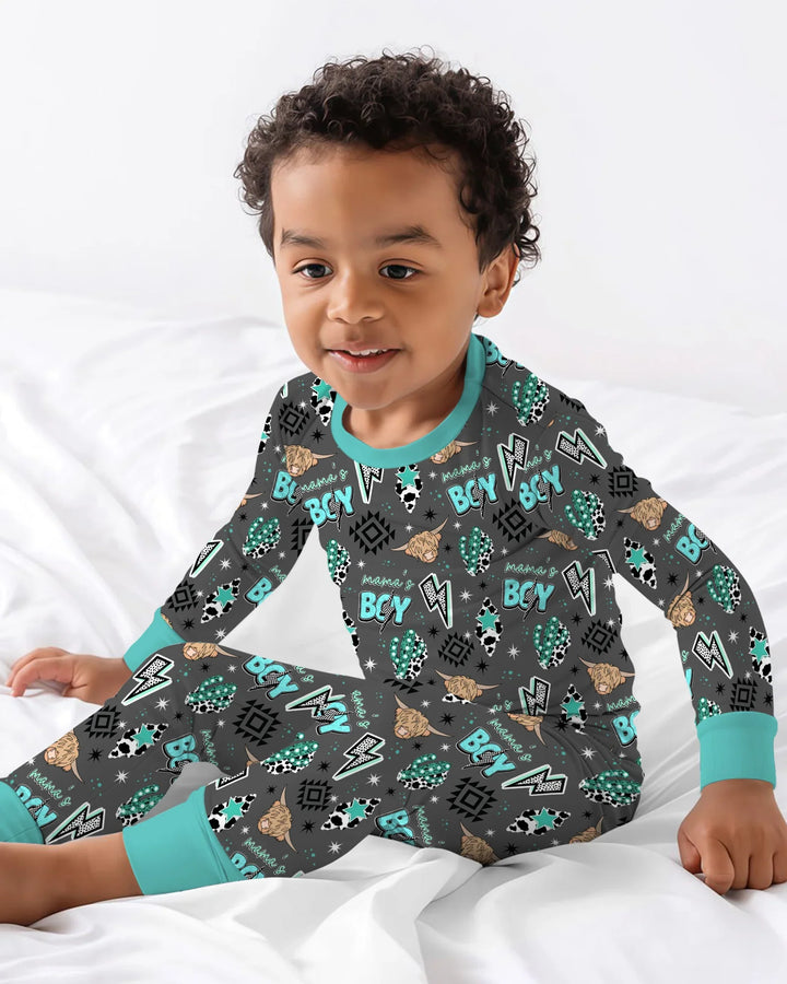 Western Mama & Me Matching  Bamboo Two Piece Long Sleeve Pajama Set