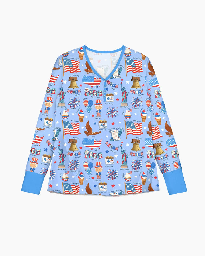 Handgezeichnetes patriotisches kultiges Bambus-Damen-Pyjama-Set