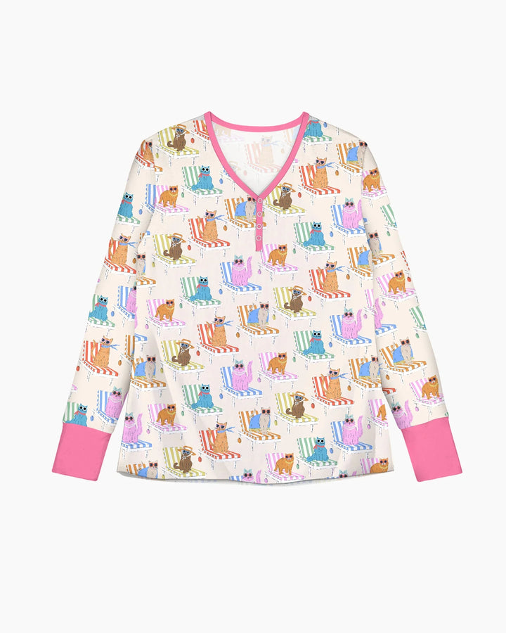 Meow Sunbathing Mommy & Me Matching Bamboo Women Pajama Set