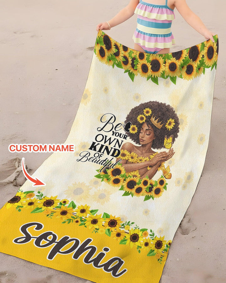 Personalisiertes Sonnenblumen-Königin Bambus-Strandtuch