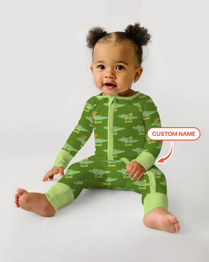 Custom Name Mardi Gras Gator Convertible Zippy