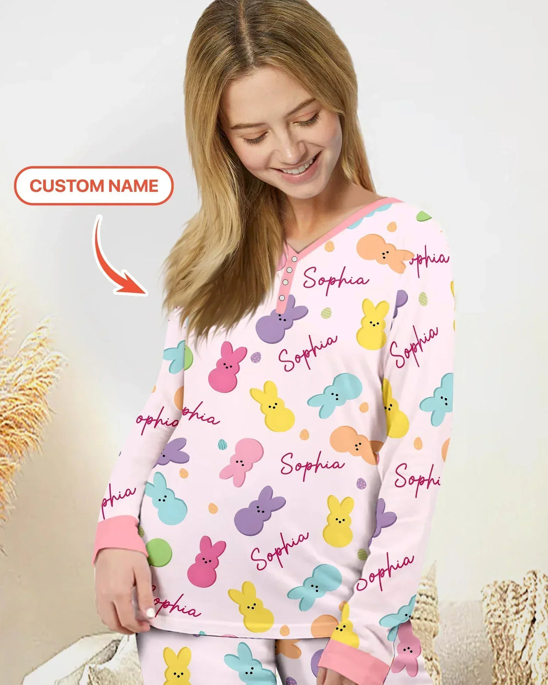 Personalized Easter Bunnies Family Matching Women Pajama Set