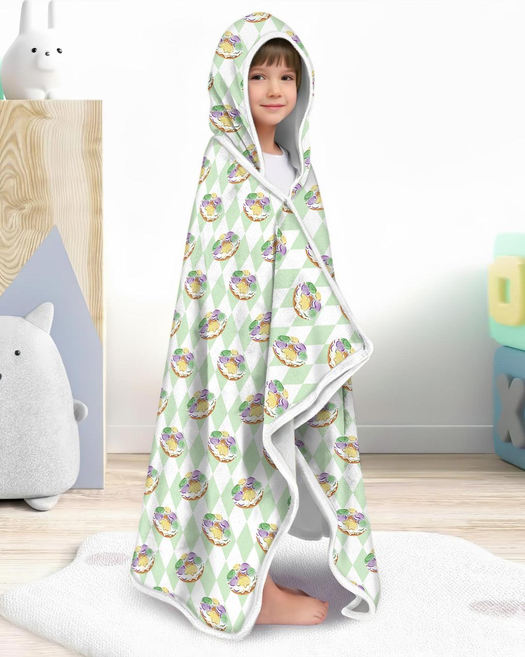 Mardi Gras Donut Wearable Hooded Blanket