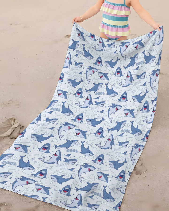 Big Sharks Attack Bamboo Beach Towel