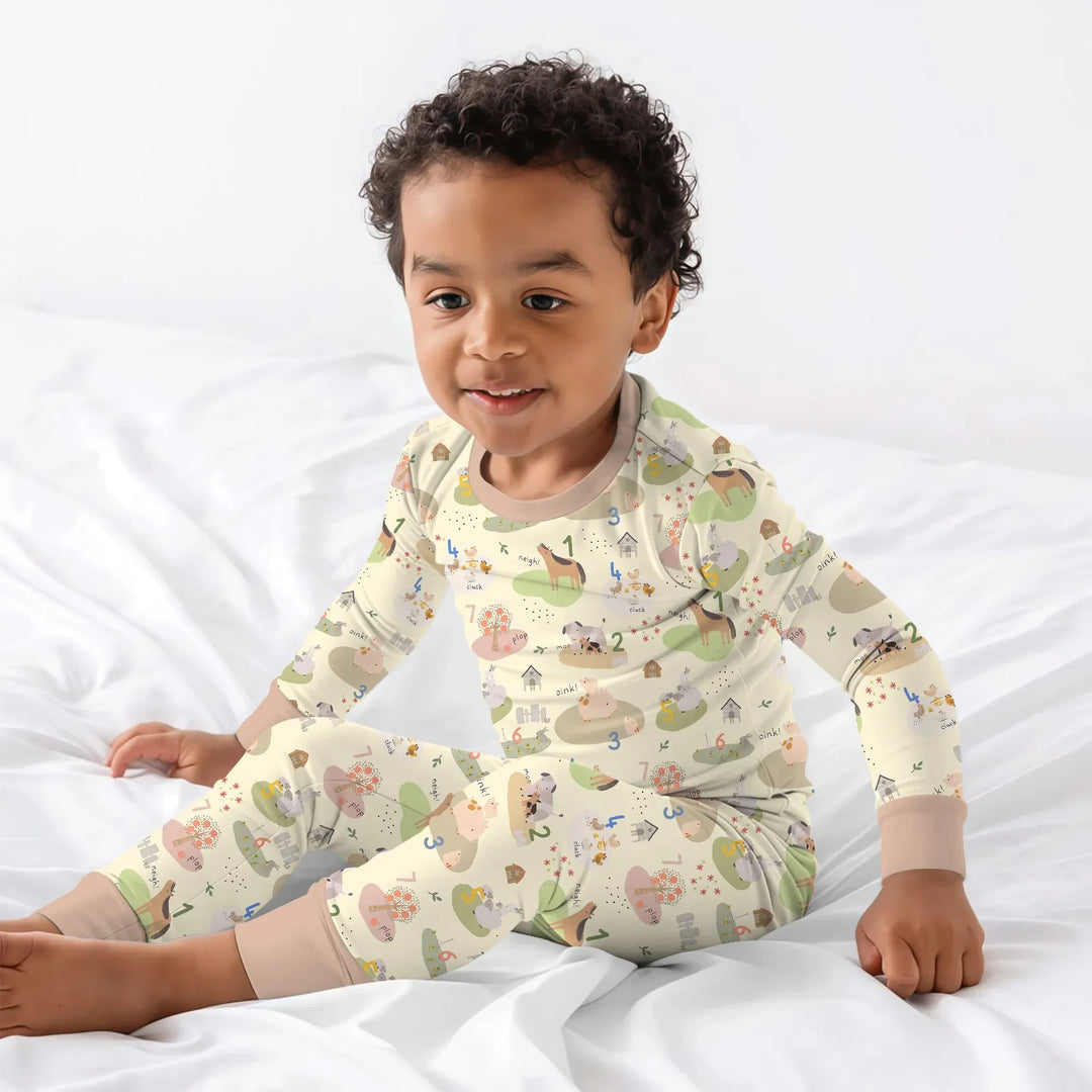 Farm Animal Counting Two Piece Long Sleeve Pajama Set