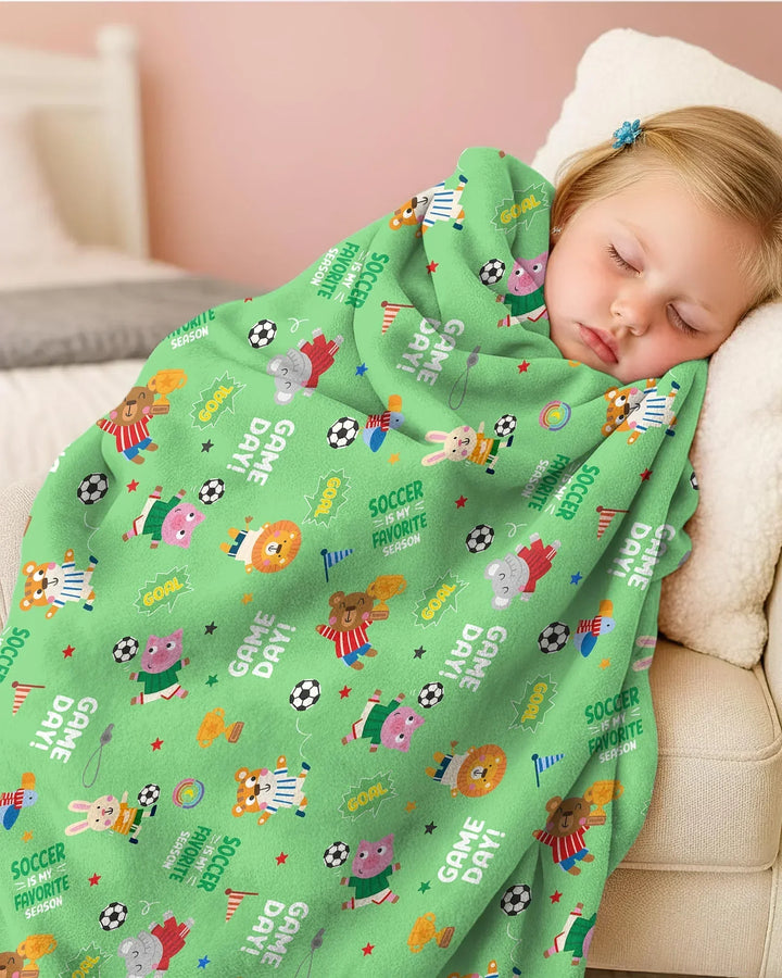 The World Cup Soccer Animals Bamboo Blanket