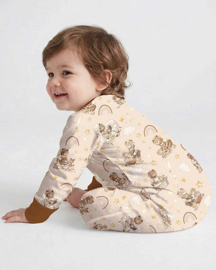 Custom Embroidered Name Mama Bear and Baby Bear Bamboo Convertible Zippy