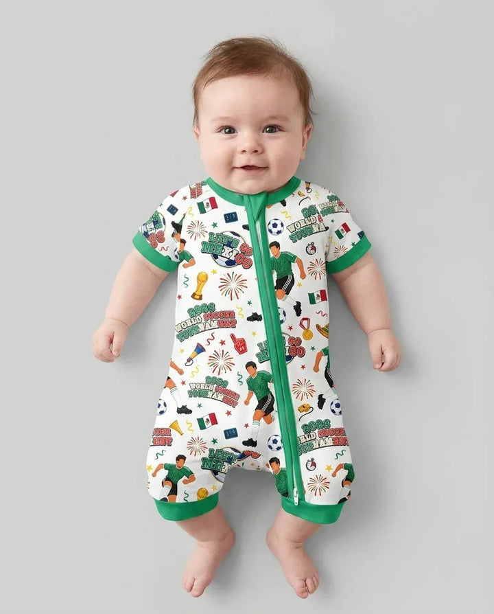 World Soccer Tournament Let's Go Mexico Family Matching Bamboo Shorty Zippy