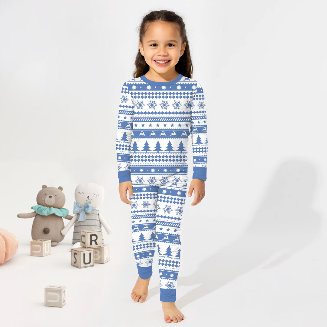 Blue Fair Isle Two Piece Long Sleeve Pajama Set