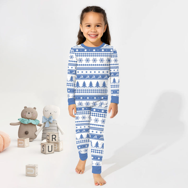 Blue Fair Isle Two Piece Long Sleeve Pajama Set