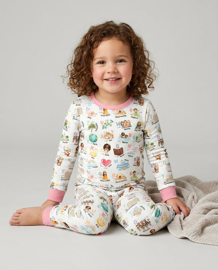 Bible ABC Alphabet Bamboo Two Piece Long Sleeve Pajama Set