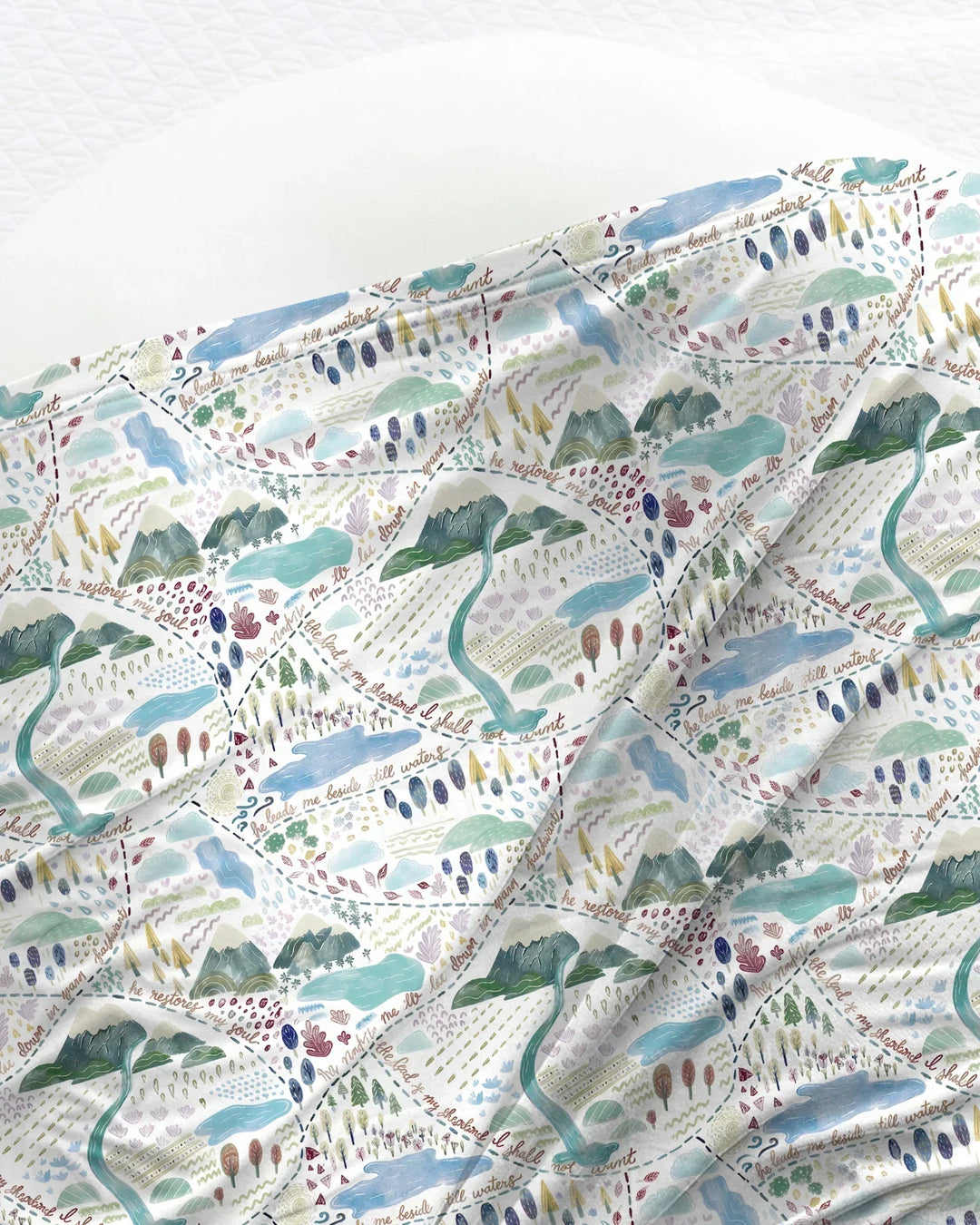 Whimsical Psalms 23 Map swaddle blanket