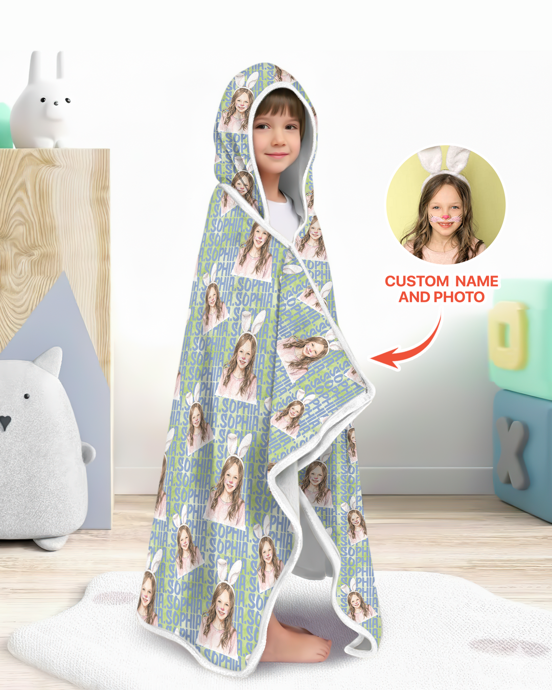 Colorful Kids Name Bamboo Blanket Hoodie