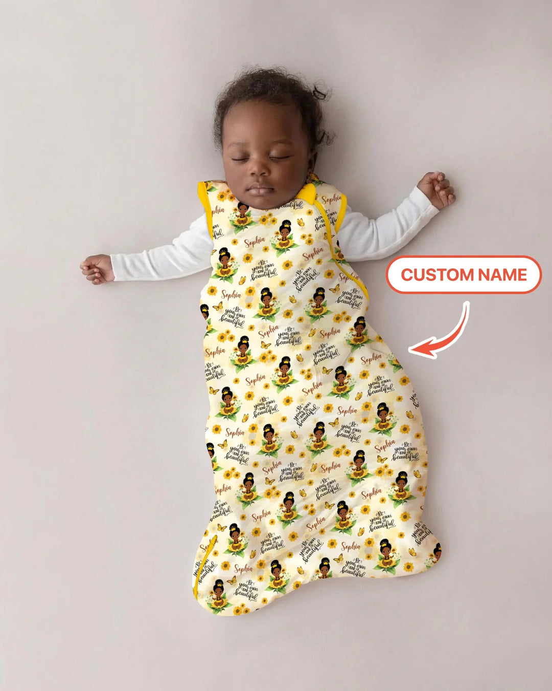 Custom Name Sunflower Queen Bamboo Sleep Bag