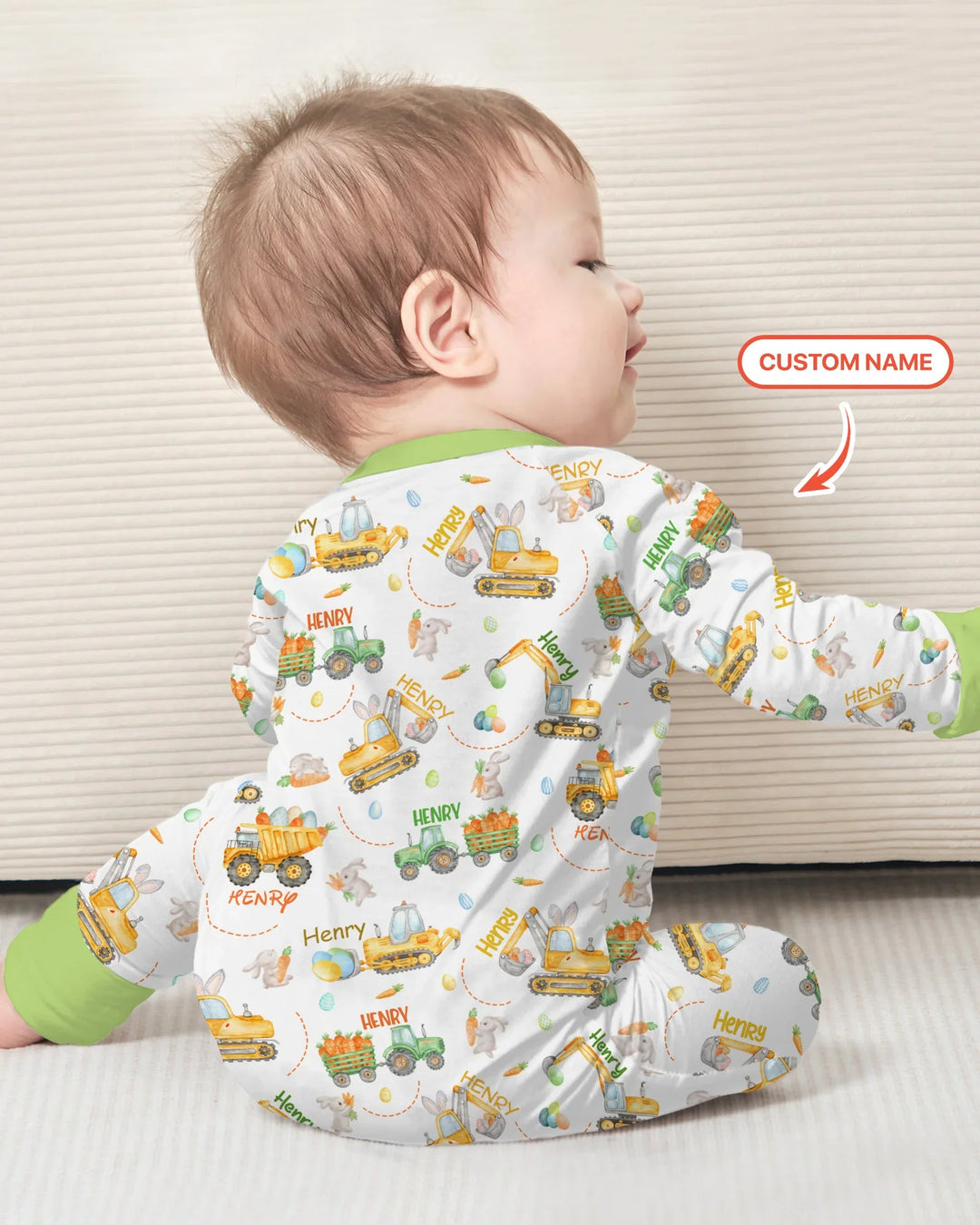 Easter Construction Vehicles Custom Name Convertible Zippy