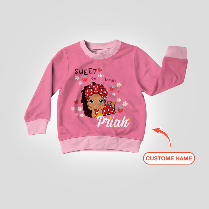 Custom Name Strawberry Girl Crewneck Sweatshirt