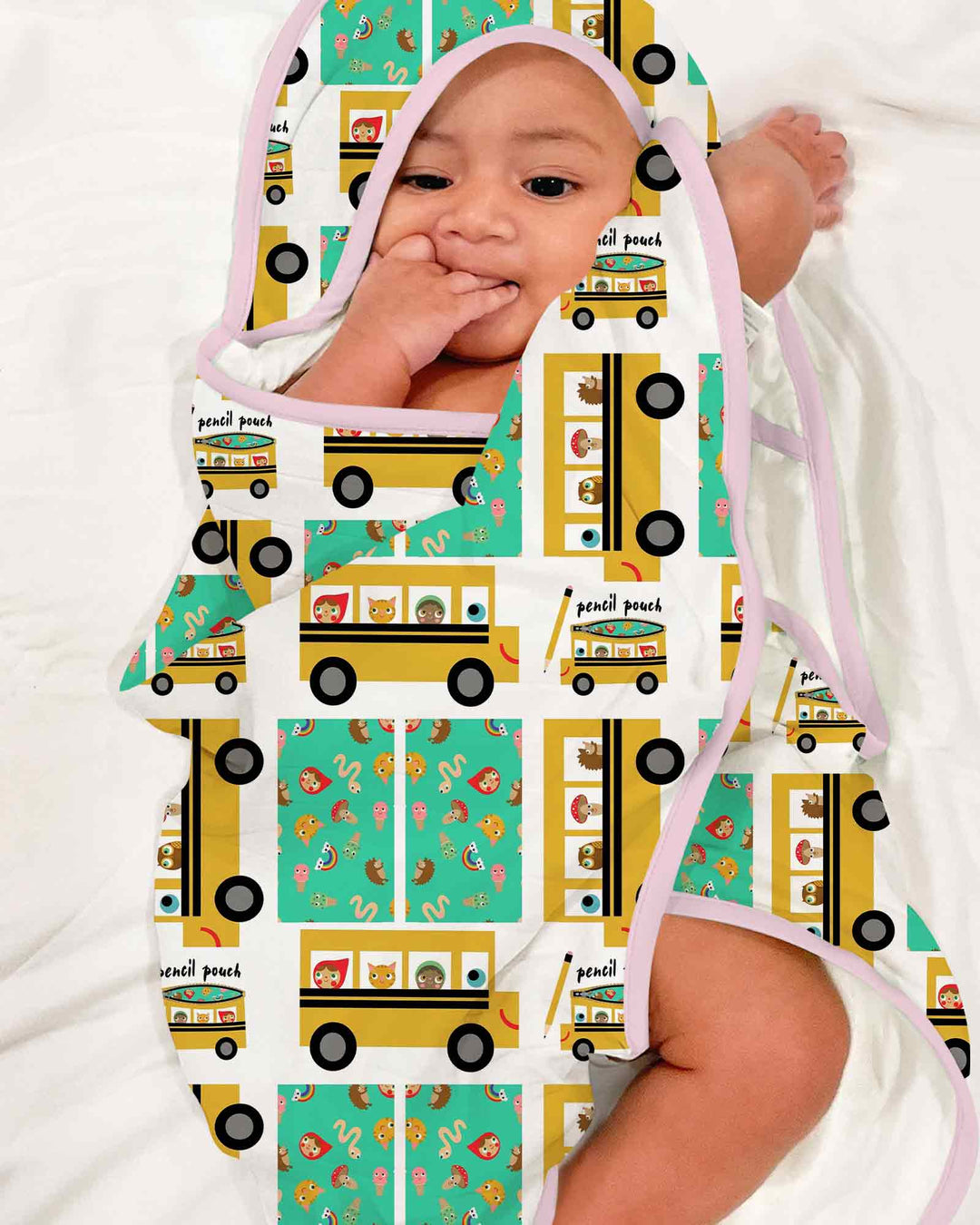 School Bus Adventures Hooded Bamboo Towel Set
