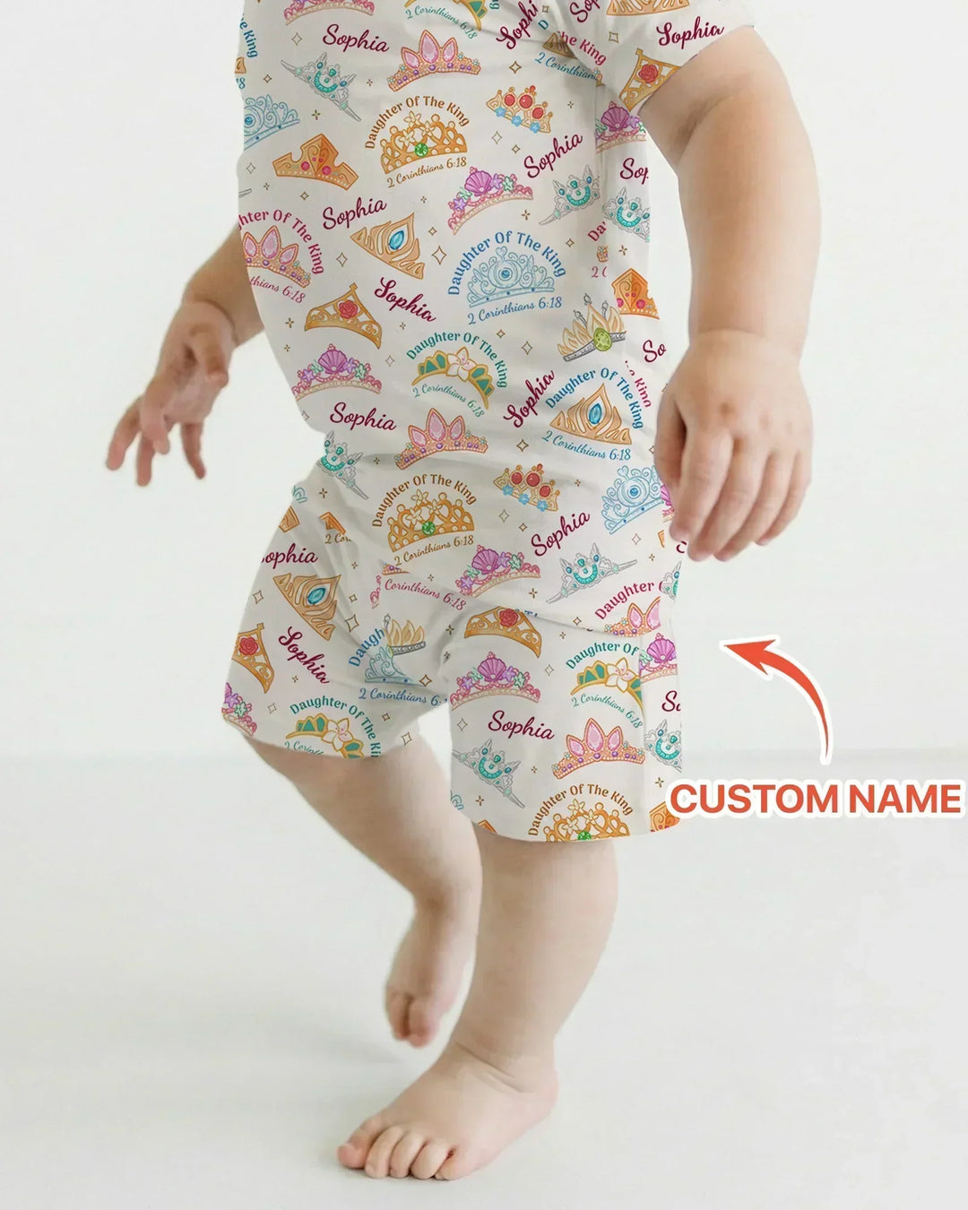Daughter Of The King Custom Name Bamboo Two Piece Short Sleeve Shorts Pajama Set
