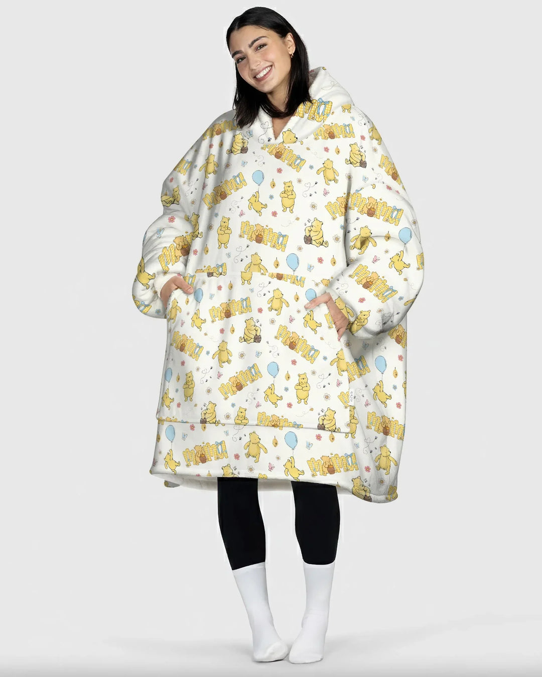 Mama & Mini Honey Bear Wearable Bamboo Blanket Hoodie